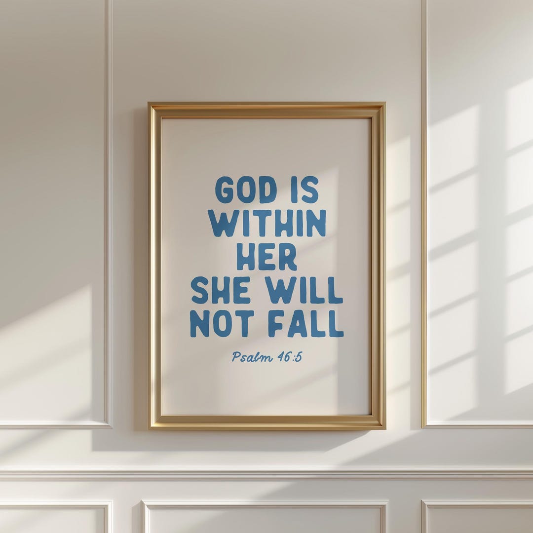 God is Within Her She Will Not Fall Print, Christian Wall Art, Bible ...