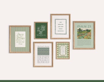 Green Bible Verse Print Set: Christian Scripture Wall Art (Digital Download)