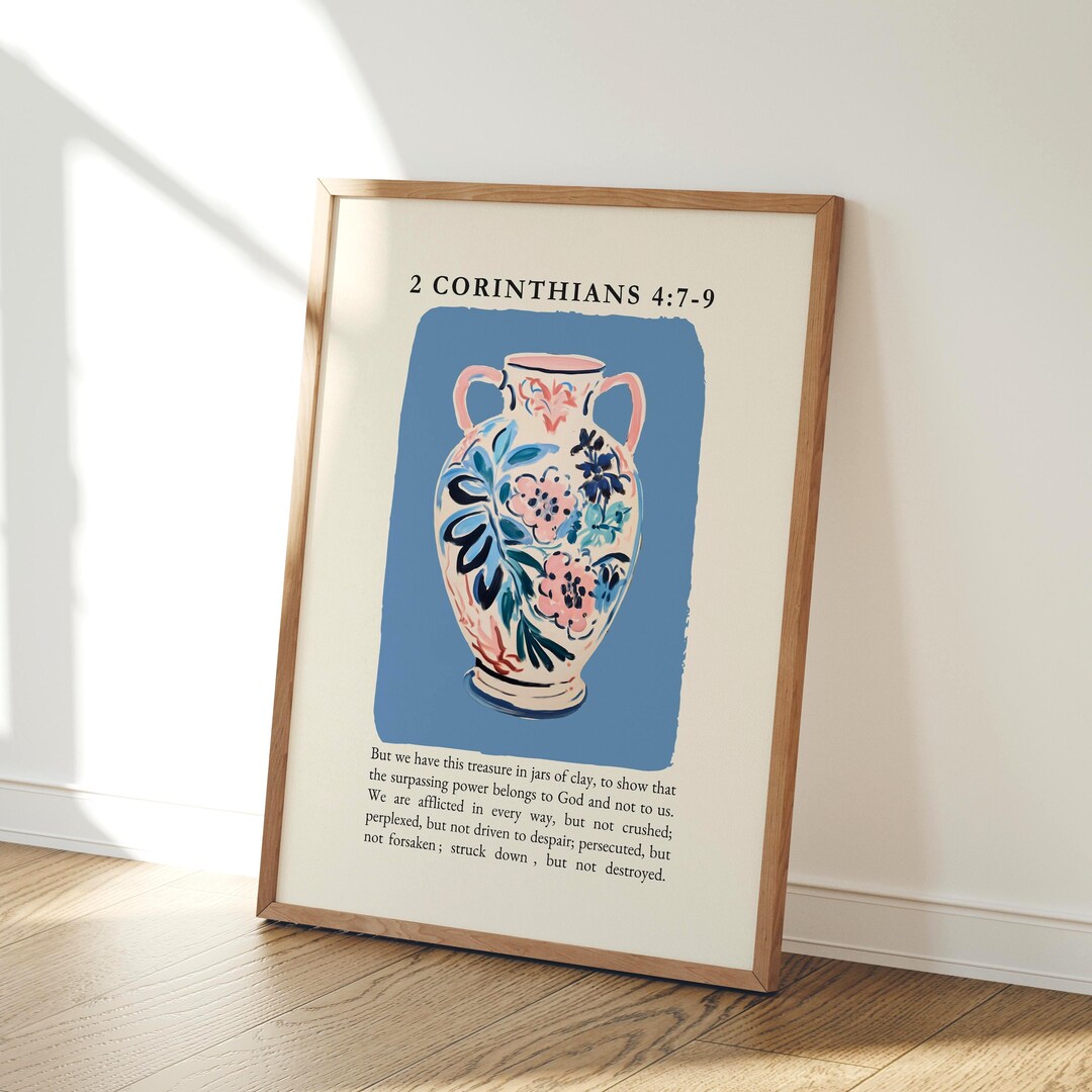 2 Corinthians 4:7-9 Bible Verse Wall Art, Jars of Clay Scripture Print ...