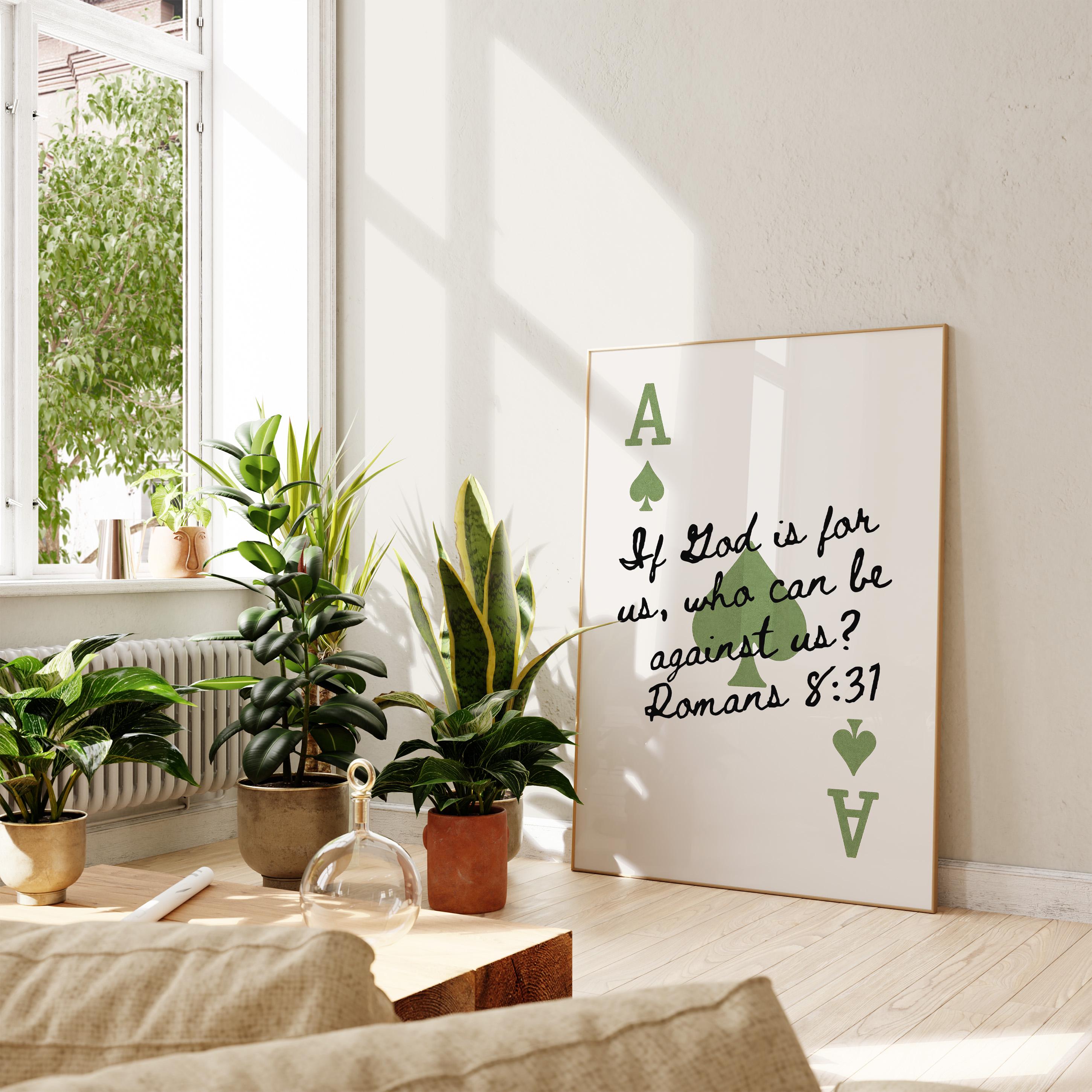Romans 8:31 Bible Verse Wall Decal – 11x22 – Vinyl – Made In USA – Removable & Easy Apply