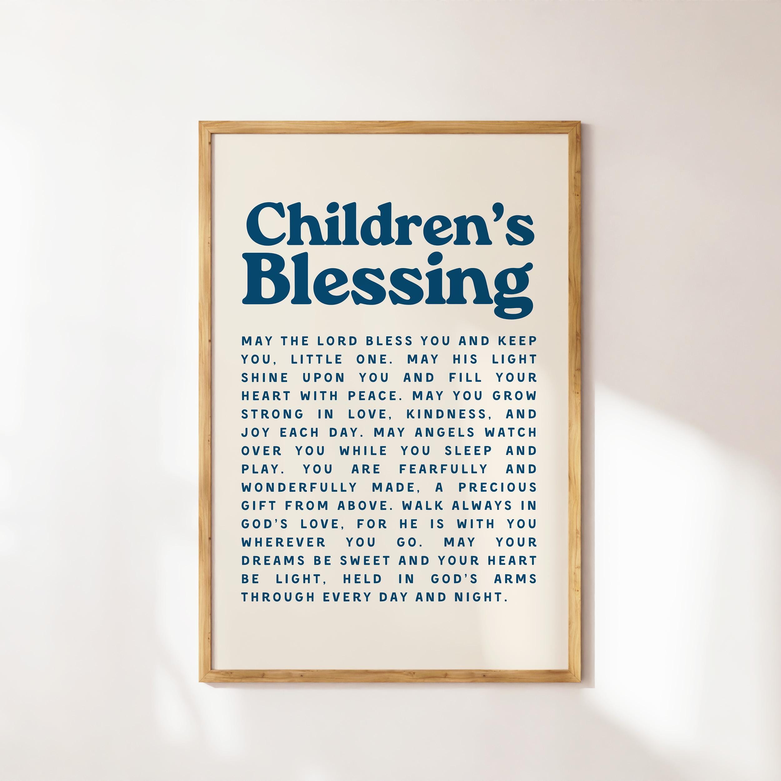 Kindersegen-Druck, christliche Kinderzimmer-Wandkunst, Bibelzitat für Kinder, auf Glauben basierendes druckbares Poster, Babyzimmerdekor-Geschenk