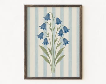 Bluebell Floral Print: Vintage Cottagecore Botanical Wall Art (Digital Download PNGs)