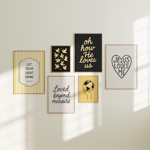 Bible Verse Poster Set of 6 | Printable Christian Art | Trendy Apartment Decor | Girl&#39;s Room Decor | Sunday School Classroom Posters