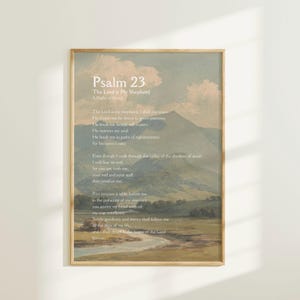 Psalm 23 Vintage Landscape Christian Wall Art, Digital Download, Bible Verse Wall Art, Landscape Mural, Christian Print, Pastor Appreciation
