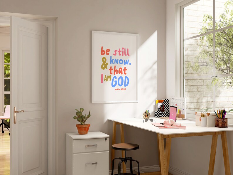 Psalm 46:10 Minimalist Christian Wall Art Digital Print Handwritten ...
