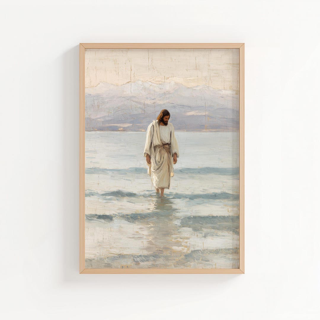 Walking on Water Jesus Art Print – Christian Scripture Wall Decor ...