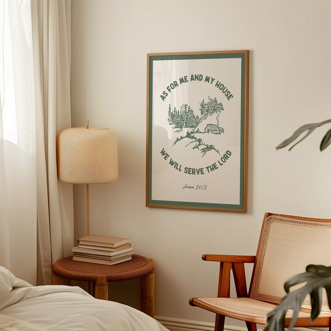 Joshua 24:15 Christian Wall Art Bible Verse Artwork for Christian Home ...