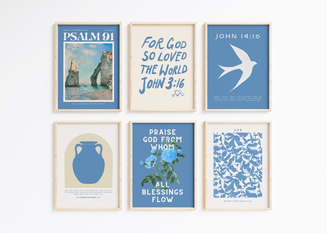 Bible Verse Bundle in Blue for Christian Housewarming Gift for Sunday