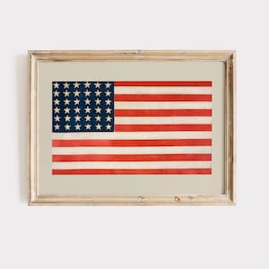 American Flag Wall Art | Vintage USA Printable | 4th of July Decor | Patriotic Home Print | Americana Style | Independence Day Wall Decor