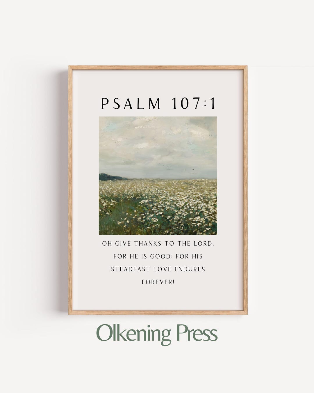 Christian Wall Art - Psalm 107:1 Printable, Bible Verse Art Print ...