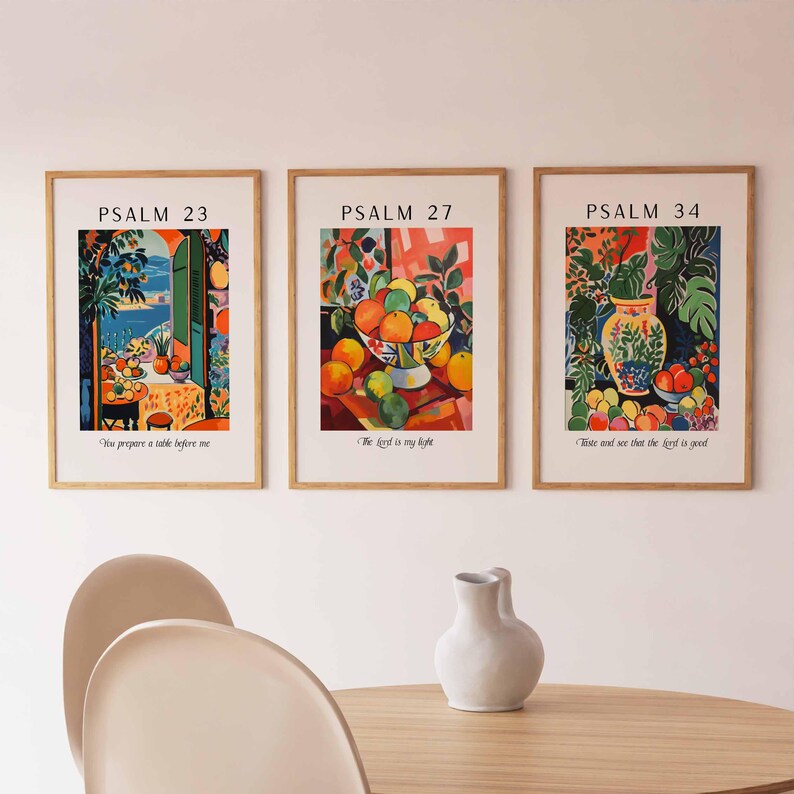 Christian Wall Art Set of 3 Bible Verse Prints for Kitchen or Dining ...