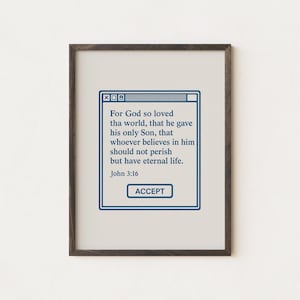 John 3:16 Bible Verse Poster | Christian Wall Art | Dorm Room Prints | Printable Wall Art | Modern Christian Art | Trendy Apartment Decor