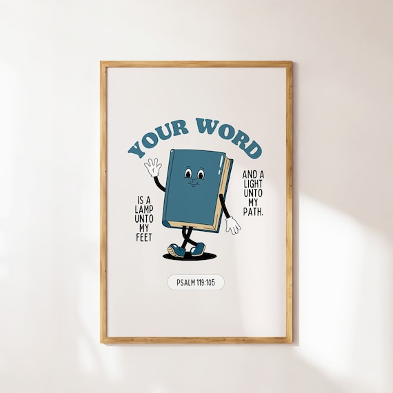 Psalm 119 Wall Art: Retro Mascot Christian Poster (Digital Download)