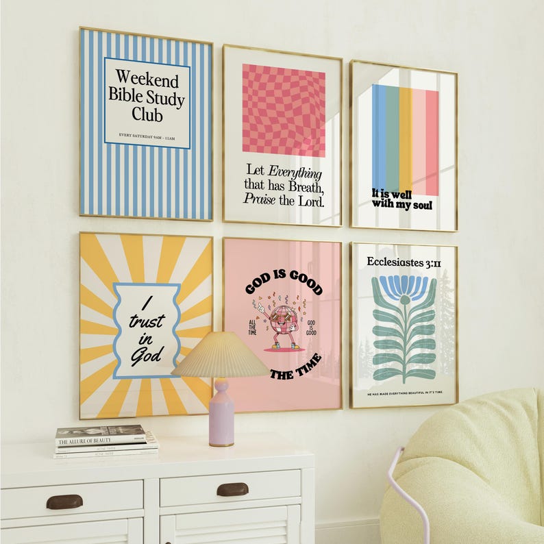 Retro Christian Wall Art Set: Bible Verse Prints (digital Download ...