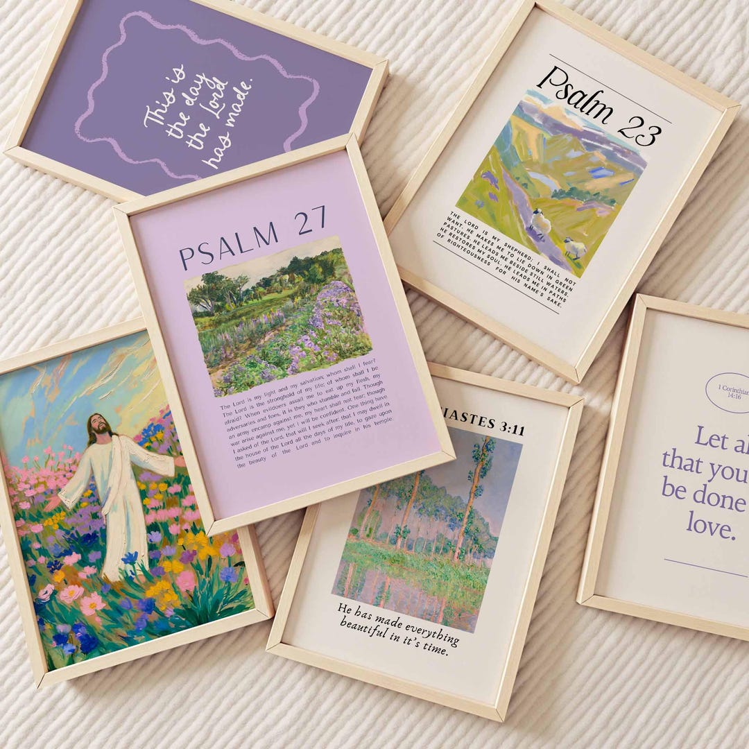 Christian Wall Art Set of 6 Gift for Her Bible Verse Prints Christian ...