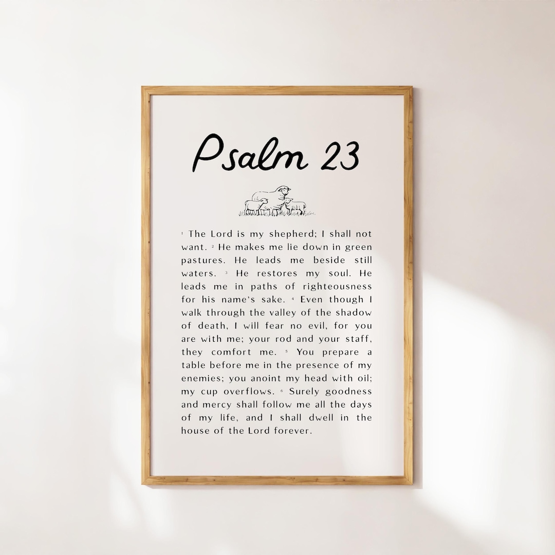 Psalm 23 Bible Verse Wall Art | Christian Printable Scripture Poster ...