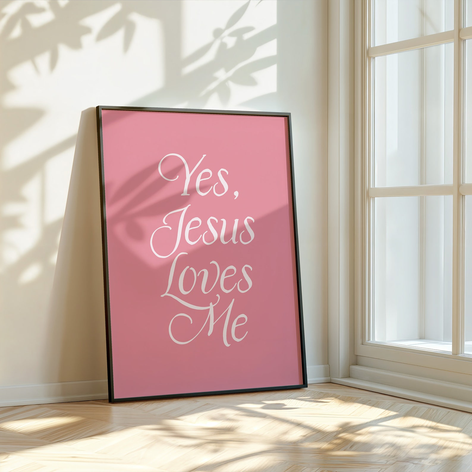 Jesus Loves Me Pink Bow Wall Art: Coquette Christian Poster (digital ...