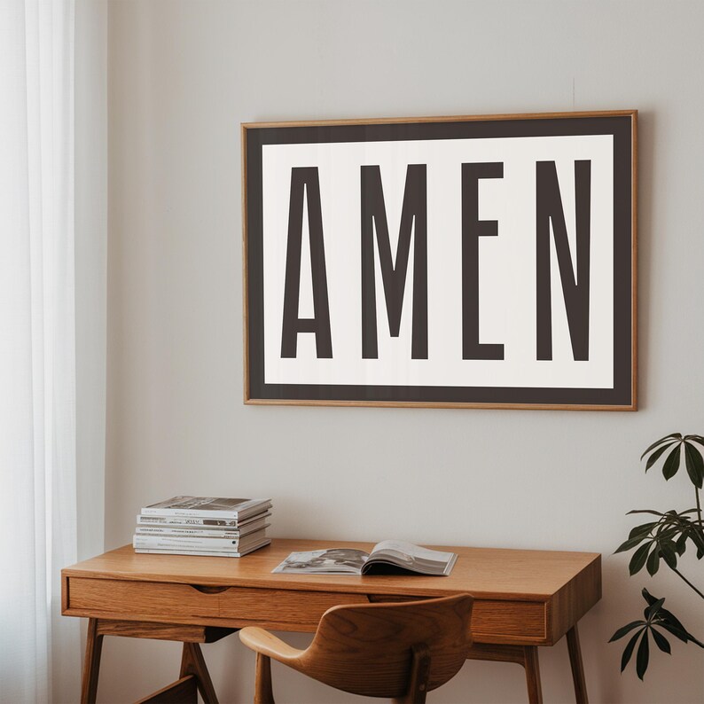 AMEN Minimalist Landscape Print: Christian Wall Art (digital Download ...