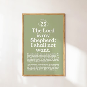 Psalm 23 Christliche Wandkunst, minimalistisches Bibelversdekor, tropische Wandkunst, grünes Wanddekor, christliches Zitatplakat, digitaler Download