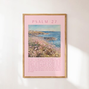 Psalm 27 Christian Wall Art: Pink Coastal Scripture (Digital Download)