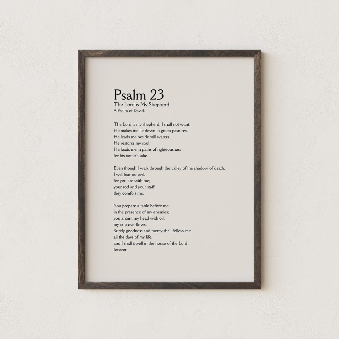 Psalm 23 Scripture Print, Christian Wall Art, Bible Verse Poster ...