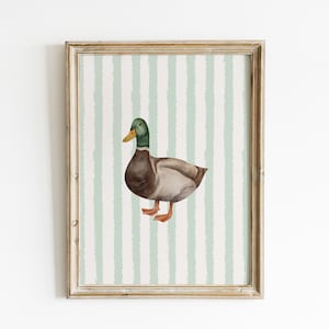 Impressão de pato de fazenda vintage, arte de parede digital para download, arte de berçário, pintura vintage abstrata, decoração cottagecore, arte de parede para impressão