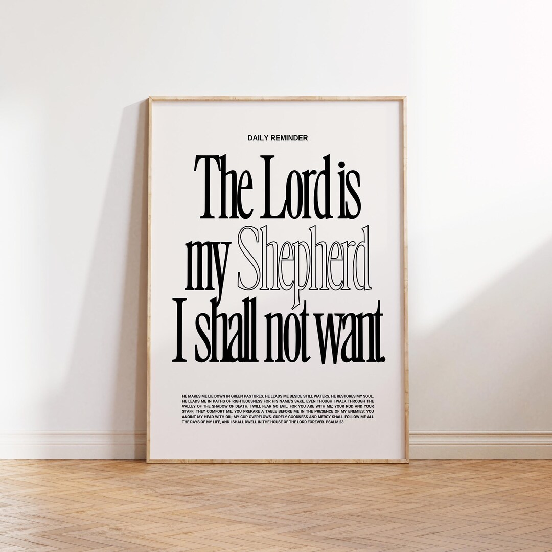 Psalm 23 Quote Christian Wall Art Bible Verse Decor Dorm Room Poster psalm-23-quote-christian-wall-art-bible-verse-decor-dorm-room-poster