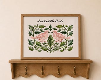 Look at the Birds Bible Verse Wall Art for Christian Cottage Decor, Matthew 6 Scripture Bird Print (Physical Print)