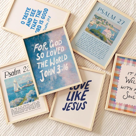 沿岸キリスト教壁アートセット：聖書の一節プリント（デジタル