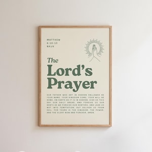 The Lord's Prayer Print: Retro Sage Green Christian Wall Art (Digital Download)