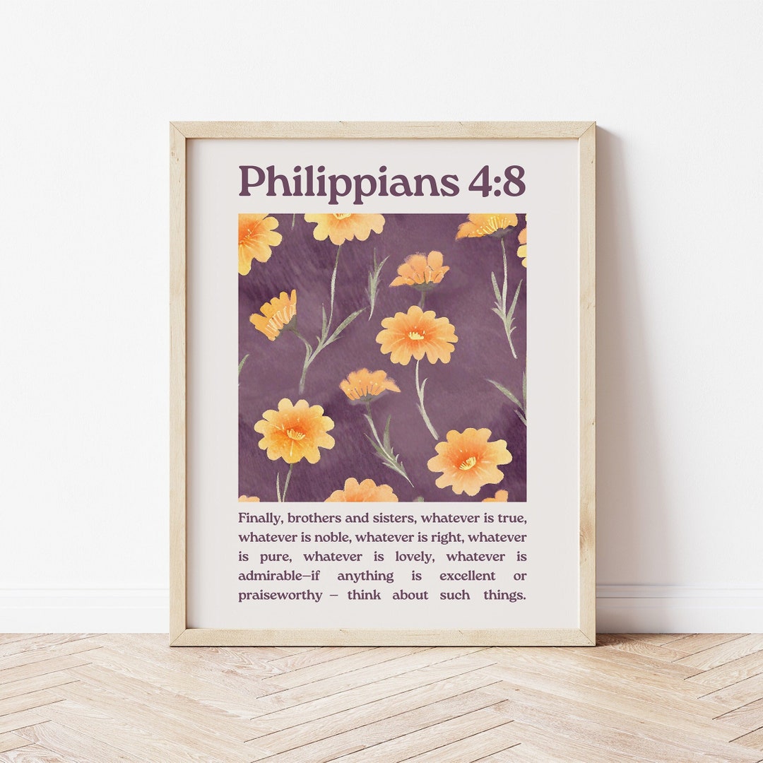 Philippians 4 Retro Marigolds Poster for Christian Home Wall Decor for