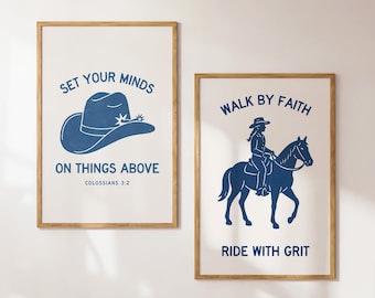 Western Christian Wall Art Prints: Cowgirl Bible Verse Decor (Digital Download)