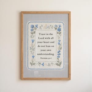Proverbs 3:5-6 Bible Verse Print Trust in the Lord Christian Wall Art Vintage Sampler Printable Scripture Decor Digital Download 1293