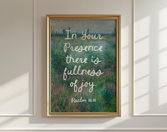 Psalm 16 Christian Wall Art Scripture Poster Bible Verse Wall Art Printable Art Trendy Apartment Decor Landscape Wall Art Christian Prints