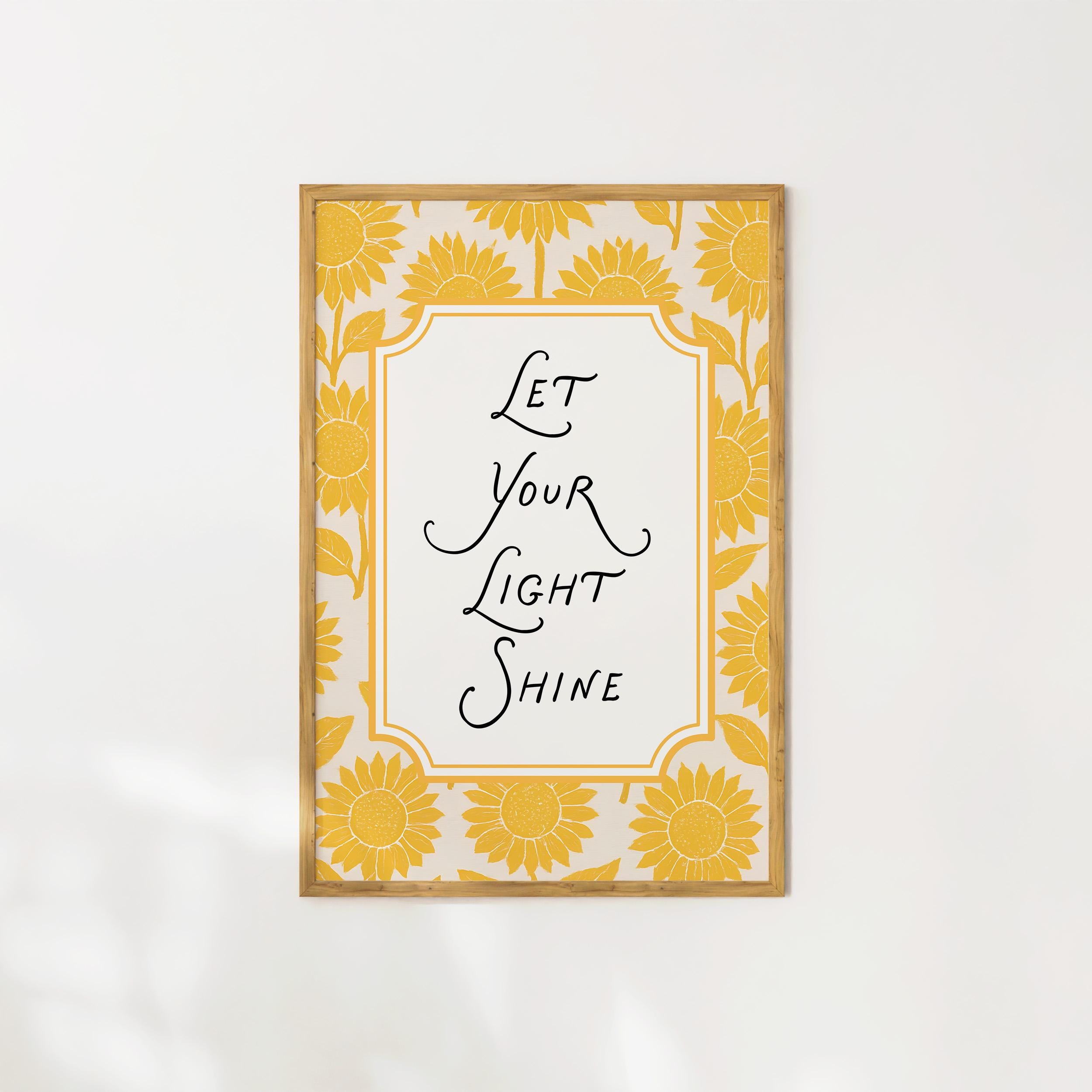 Let Your Light Shine Print | Bible Verse Wall Art | Christian Sunflower ...