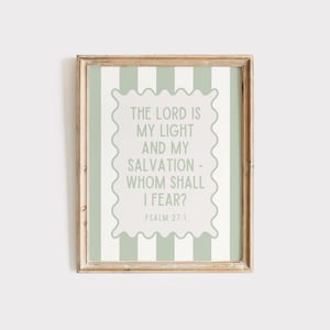 Psalm 27 Christliche Wandkunst Bibel-Vers-Zitat Küsten-Enkelin Drucke Meerschaum-grüne Wandkunst minimalistisches Glaube-inspiriertes Plakat