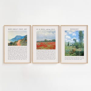 Classic Hymn Set, Gallery Wall Set of 3, Vintage Bible Verse Wall Art, Digital Download, Christian Poster, Christian Wall Art, Gift For Her