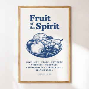 Frucht des Geistes Christian Wand Kunst Bibel Vers Wohnkultur Digital Download Blau Wand Kunst Küche Dekor Trendy Wohnung Dekor Geschenk