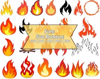 Paquete SVG de llamas de fuego: archivos de corte para Cricut y Silhouette (descarga digital)
