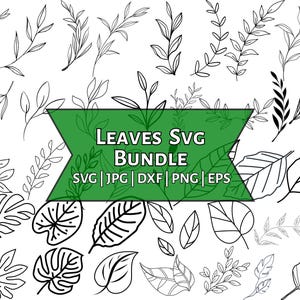 Hand Drawn Leaf SVG Bundle: Wreath & Plant Cut Files (Digital Download)