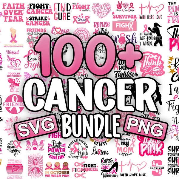 Brustkrebs svg Bundle Pink Ribbon Awareness Fight Fuck Cancer Survivor Brustkrebs Shirt SVG Cut Files, Cricut, Silhouette