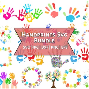 Handprint SVG Bundle, Handprint PNG Bundle, Handprint Clipart, Handprint SVG Cut Files for Cricut, Handprint Silhouette, Hand Print Svg
