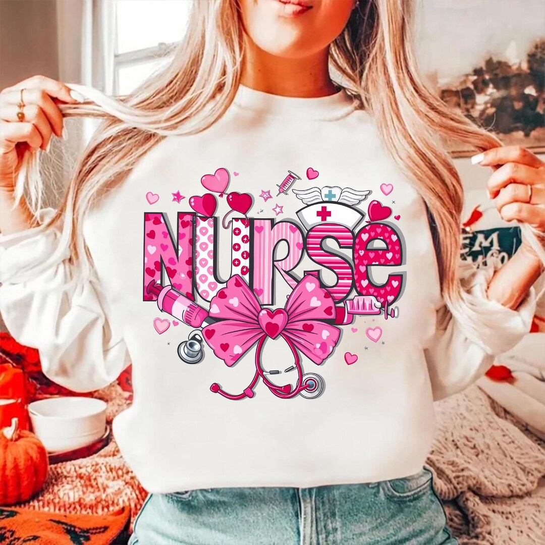 Valentine Nurse Png, Retro Love Heart Sublimation Design (digital ...