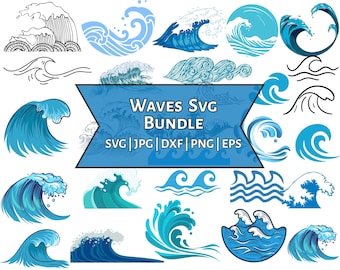 Paquete SVG de olas oceánicas: archivos de corte náuticos (descarga digital)