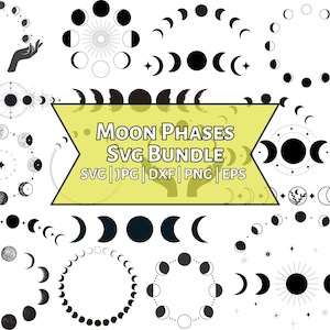 Moon Phase SVG Bundle: Lunar Crescent Clip Art (Digital Download)