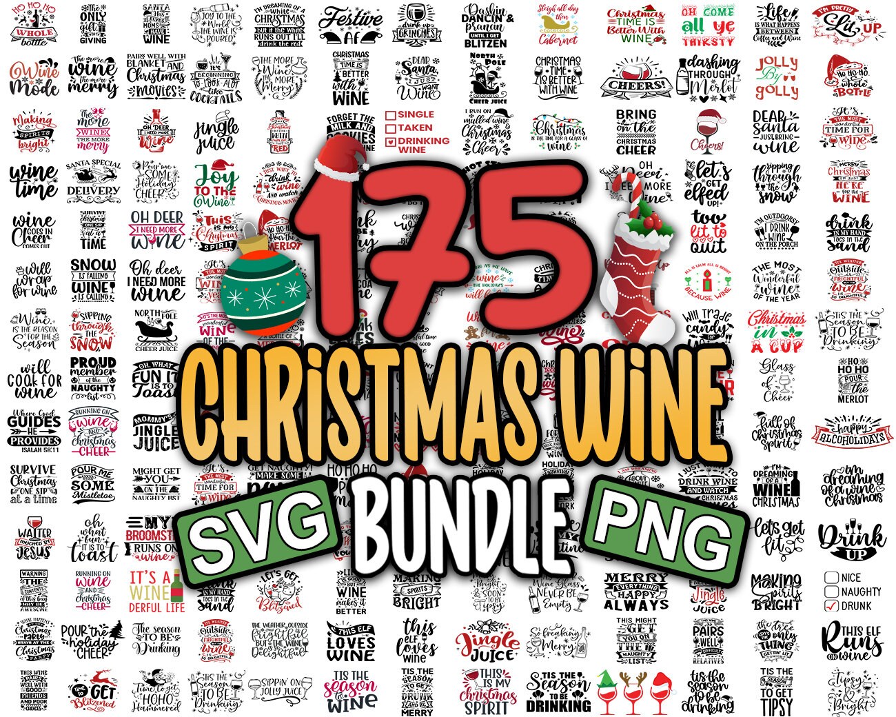 Christmas Wine Svg Bundle Holiday Wine Glasses Christmas Funny Quote
