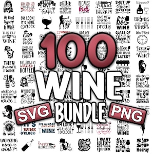 Wine SVG PNG Clipart Bundle: Cricut Cut Files (Digital Download)