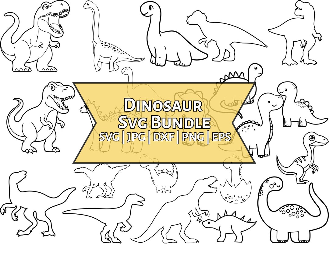 Cute Dinosaur SVG Bundle, Dino Clipart (digital Download) - Etsy