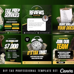 Tax Prep Services DIY Flyer Bundle | Tax Branding Flyer Template Bundle | Fully Customizable on Canva