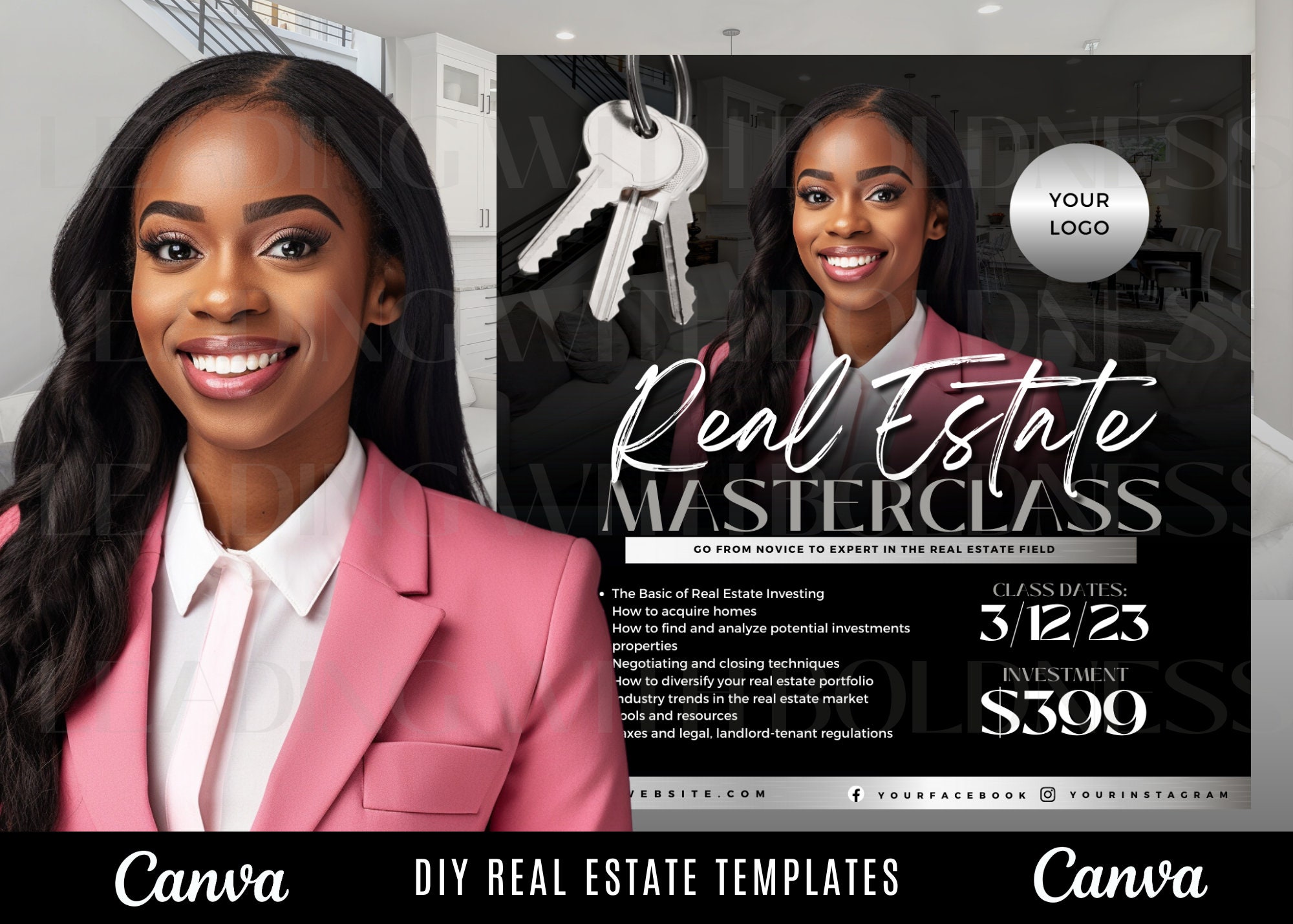 DIY Real Estate Masterclass Flyer Set Airbnb for Social Media Instagram